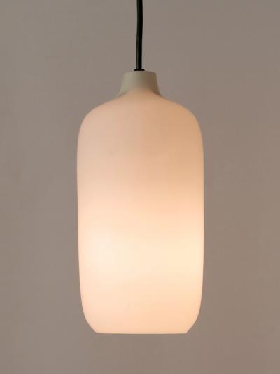 Set of Two Elegant Scandinavian Opaline Glass Pendant Lamps 1960s
