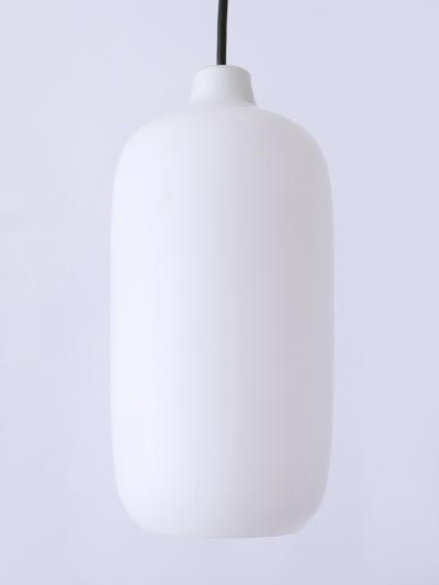 Set of Two Elegant Scandinavian Opaline Glass Pendant Lamps 1960s