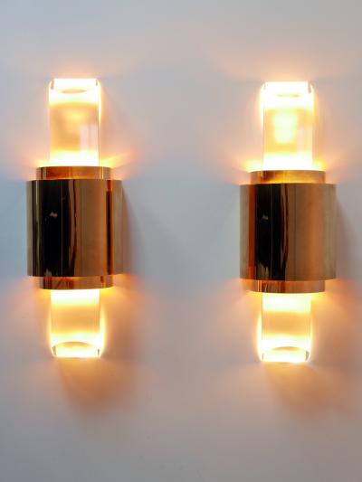 Set of Two Exceptional Gilt Brass Lucite Sconces or Wall Lights Germany 1980s