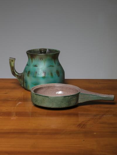Set of Two Italian 70s Ceramic Pieces Manufactured in Faenza