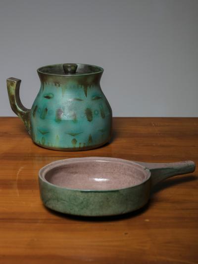 Set of Two Italian 70s Ceramic Pieces Manufactured in Faenza