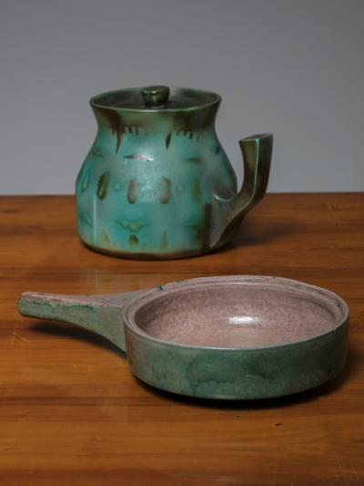 Set of Two Italian 70s Ceramic Pieces Manufactured in Faenza