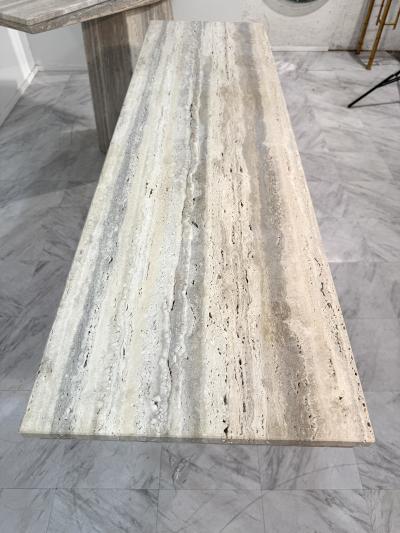 Set of Two Italian Travertine Console Tables 1970s