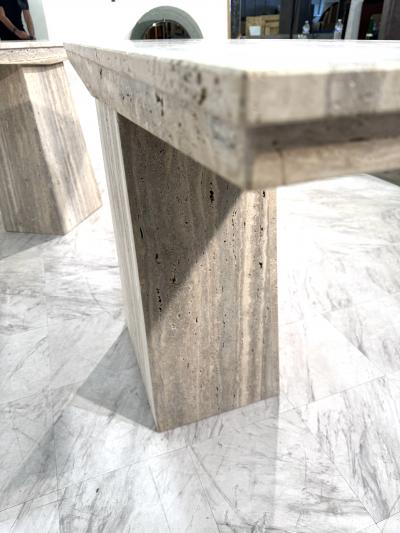 Set of Two Italian Travertine Console Tables 1970s