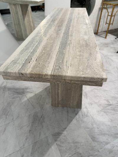 Set of Two Italian Travertine Console Tables 1970s