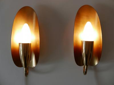 Set of Two Lovely Mid Century Modern Brass Sconces or Wall Lamps Germany 1950s