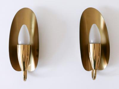 Set of Two Lovely Mid Century Modern Brass Sconces or Wall Lamps Germany 1950s