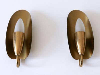 Set of Two Lovely Mid Century Modern Brass Sconces or Wall Lamps Germany 1950s