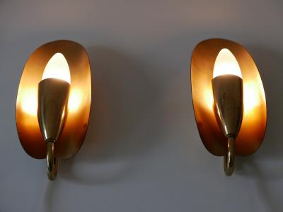 Set of Two Lovely Mid Century Modern Brass Sconces or Wall Lamps Germany 1950s