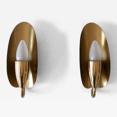 Set of Two Lovely Mid Century Modern Brass Sconces or Wall Lamps Germany 1950s