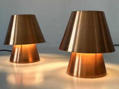 Set of Two Lovely Mid Century Modern Copper Bedside Table Lamps Germany 1960s