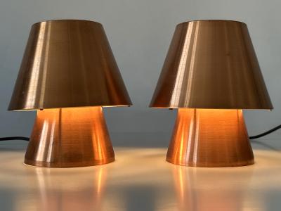Set of Two Lovely Mid Century Modern Copper Bedside Table Lamps Germany 1960s