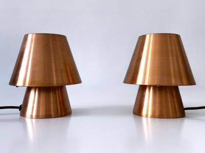 Set of Two Lovely Mid Century Modern Copper Bedside Table Lamps Germany 1960s