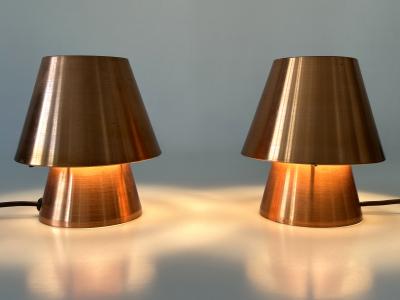 Set of Two Lovely Mid Century Modern Copper Bedside Table Lamps Germany 1960s
