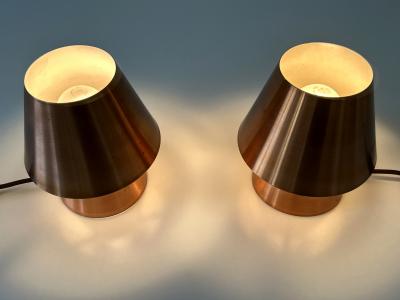 Set of Two Lovely Mid Century Modern Copper Bedside Table Lamps Germany 1960s