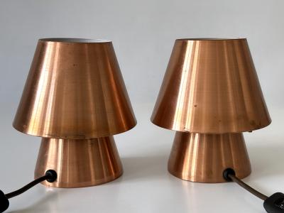Set of Two Lovely Mid Century Modern Copper Bedside Table Lamps Germany 1960s