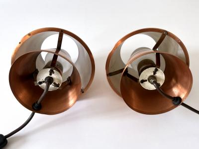 Set of Two Lovely Mid Century Modern Copper Bedside Table Lamps Germany 1960s