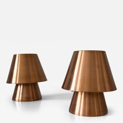 Set of Two Lovely Mid Century Modern Copper Bedside Table Lamps Germany 1960s