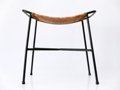 Set of Two Lovely Mid Century Modern Rattan Stools Germany 1960s