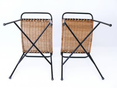 Set of Two Lovely Mid Century Modern Rattan Stools Germany 1960s