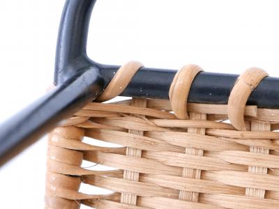 Set of Two Lovely Mid Century Modern Rattan Stools Germany 1960s