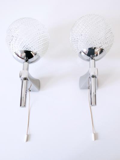 Set of Two Lovely Mid Century Modern Textured Glass Sconces or Wall Lamps 1970s
