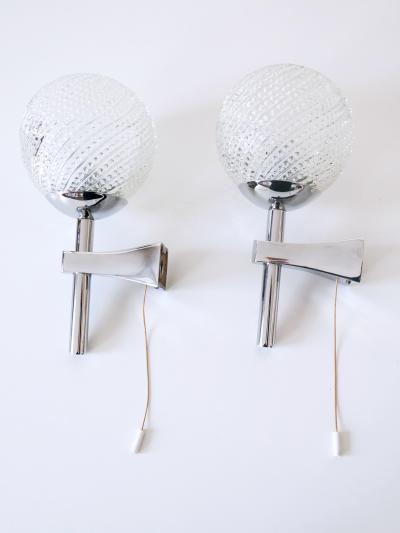 Set of Two Lovely Mid Century Modern Textured Glass Sconces or Wall Lamps 1970s