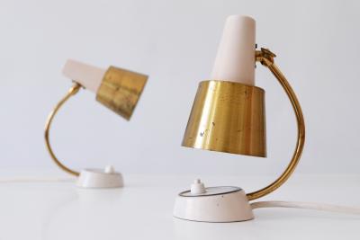 Set of Two Mid Century Modern Bedside Table Lamps or Wall Lights 1950s