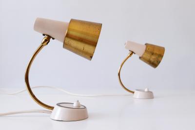 Set of Two Mid Century Modern Bedside Table Lamps or Wall Lights 1950s