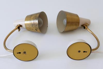 Set of Two Mid Century Modern Bedside Table Lamps or Wall Lights 1950s
