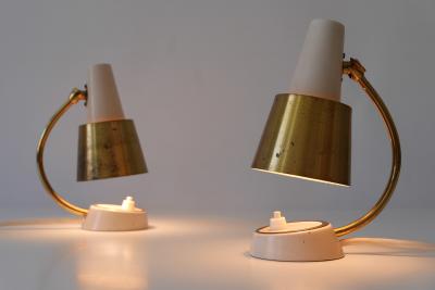 Set of Two Mid Century Modern Bedside Table Lamps or Wall Lights 1950s