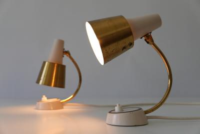 Set of Two Mid Century Modern Bedside Table Lamps or Wall Lights 1950s