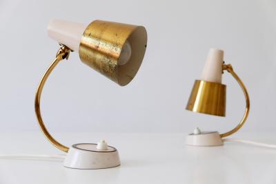 Set of Two Mid Century Modern Bedside Table Lamps or Wall Lights 1950s