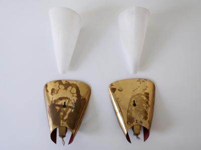 Set of Two Mid Century Modern Brass Lucite Sconces Germany 1960s