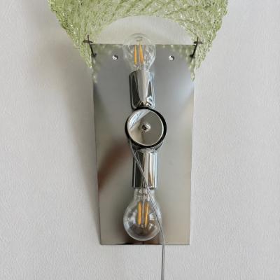 Set of Two Mid Century Modern Green Graniglia Rombus Murano Glass Wall Sconces