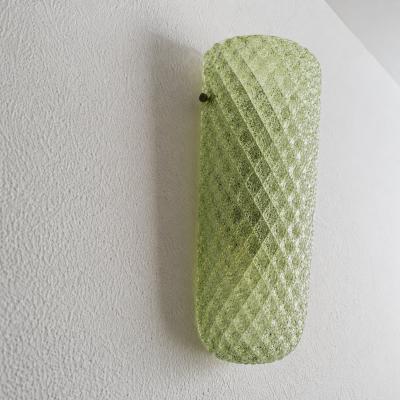 Set of Two Mid Century Modern Green Graniglia Rombus Murano Glass Wall Sconces