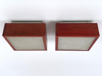 Set of Two Mid Century Modern Pine Wood Flush Mount or Ceiling Lamp Sweden 1970s