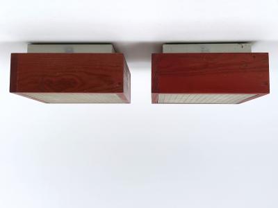 Set of Two Mid Century Modern Pine Wood Flush Mount or Ceiling Lamp Sweden 1970s