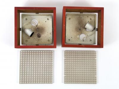 Set of Two Mid Century Modern Pine Wood Flush Mount or Ceiling Lamp Sweden 1970s