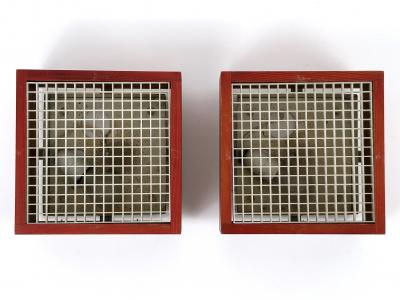 Set of Two Mid Century Modern Pine Wood Flush Mount or Ceiling Lamp Sweden 1970s