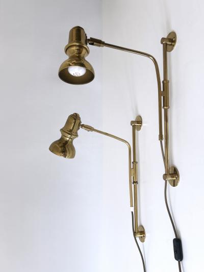 Set of Two Rare Adjustable Mid Century Brass Bedside Wall Lights Germany 1960s