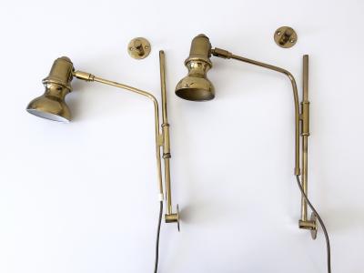 Set of Two Rare Adjustable Mid Century Brass Bedside Wall Lights Germany 1960s
