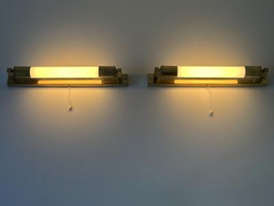 Set of Two Rare Art Deco Bauhaus Bedside Sconces or Wall Lamps Germany 1950s