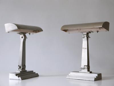 Set of Two Rare Art Deco Desk or Table Lamps from An US Cruiser Ship 1920s
