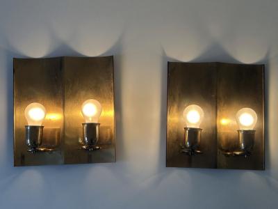 Set of Two Rare Elegant Mid Century Modern Brass Sconces Germany 1950s