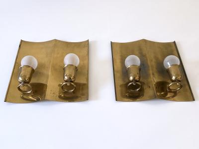Set of Two Rare Elegant Mid Century Modern Brass Sconces Germany 1950s