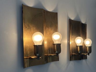 Set of Two Rare Elegant Mid Century Modern Brass Sconces Germany 1950s