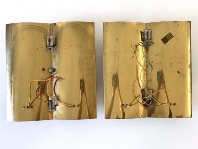 Set of Two Rare Elegant Mid Century Modern Brass Sconces Germany 1950s