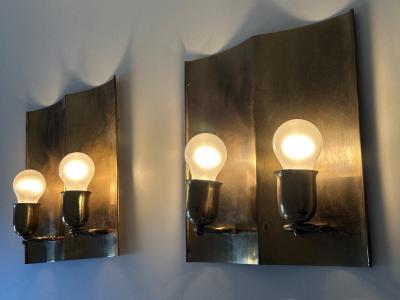 Set of Two Rare Elegant Mid Century Modern Brass Sconces Germany 1950s