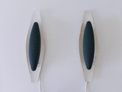 Set of Two Rare Elegant Mid Century Modern Sconces or Wall Lights Sweden 1950s
